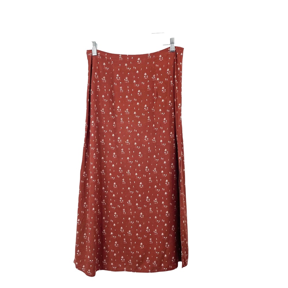 Marine Layer Ryan Midi Slip Skirt Size 4 brick rust orange palm beach print - Picture 6 of 9